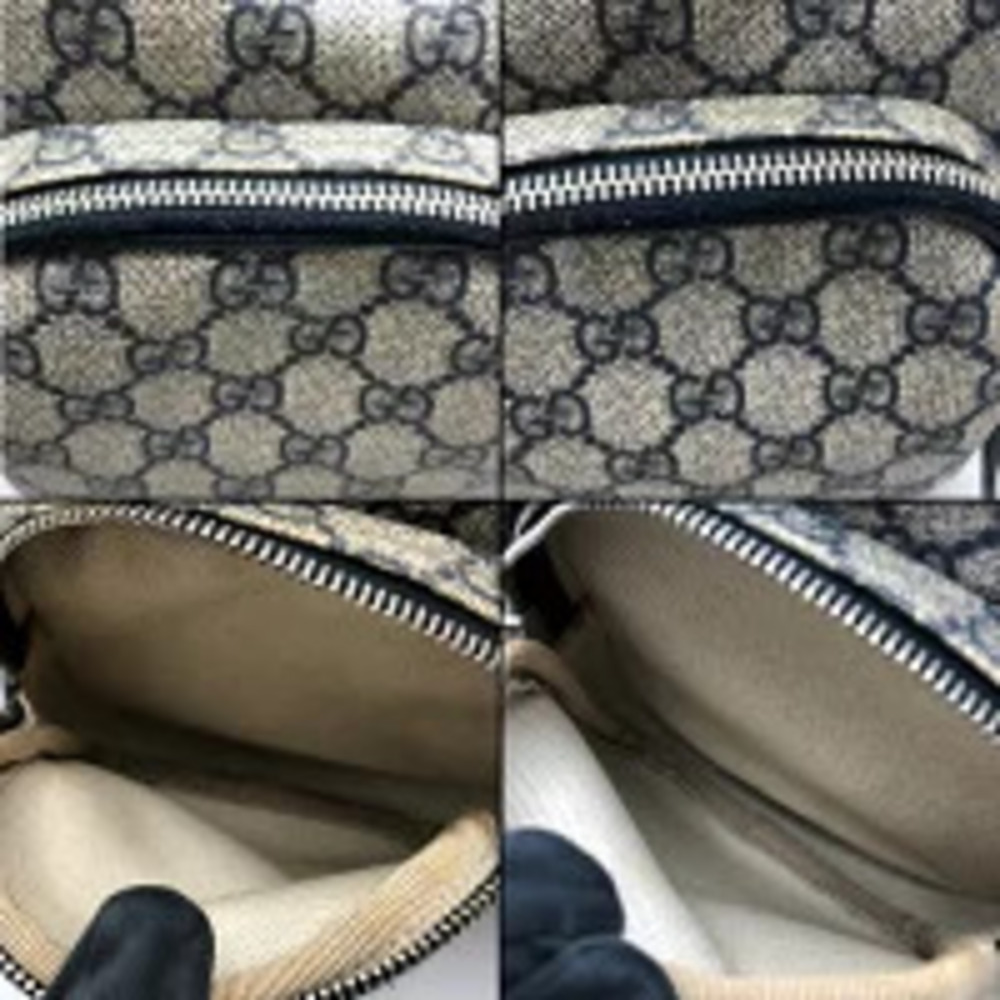 Gucci Crossbody GG Blue Shoulder Bag Logo Supreme Beige Navy Canvas - Picture 7 of 13